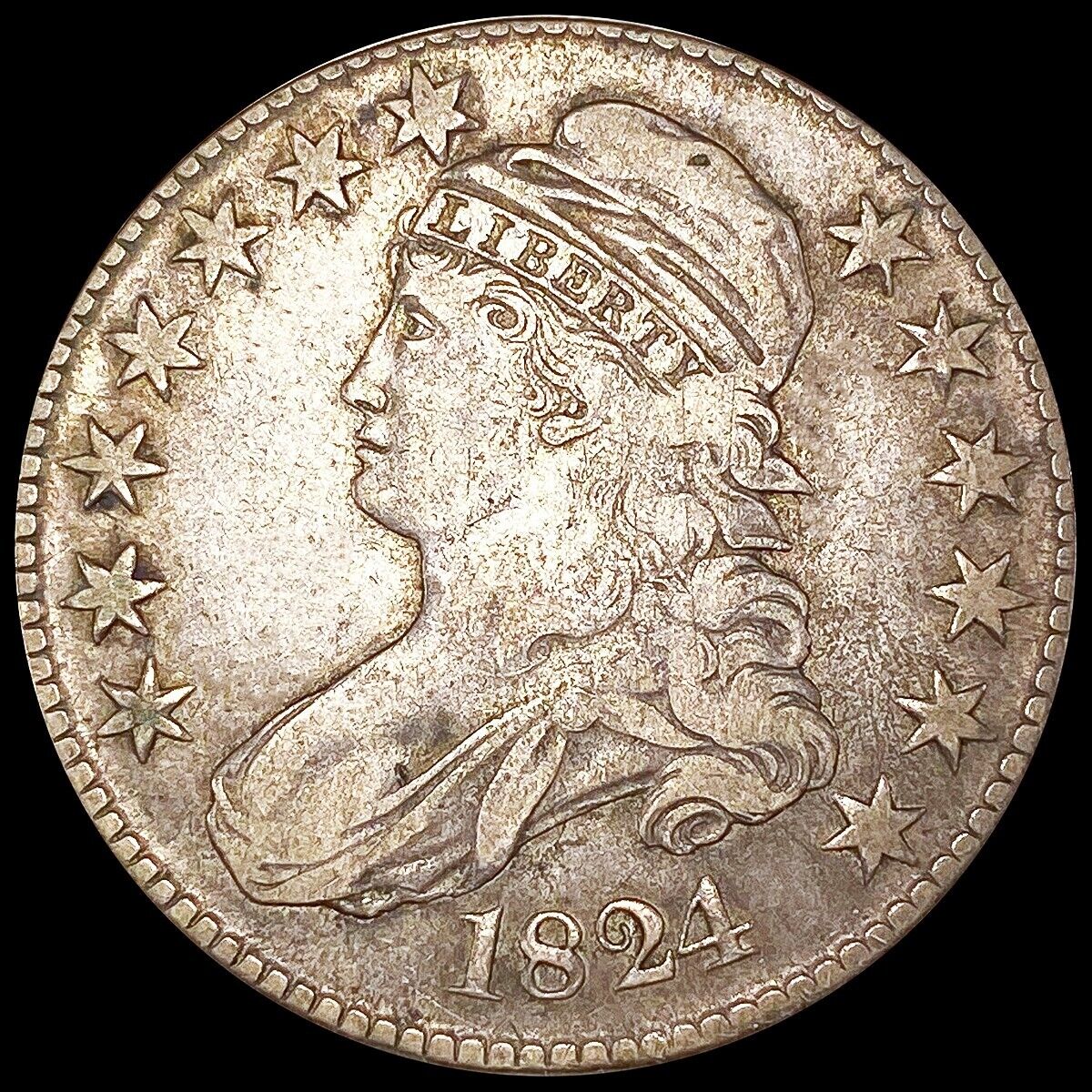 1824 Capped Bust Half Dollar Nicely Circulated