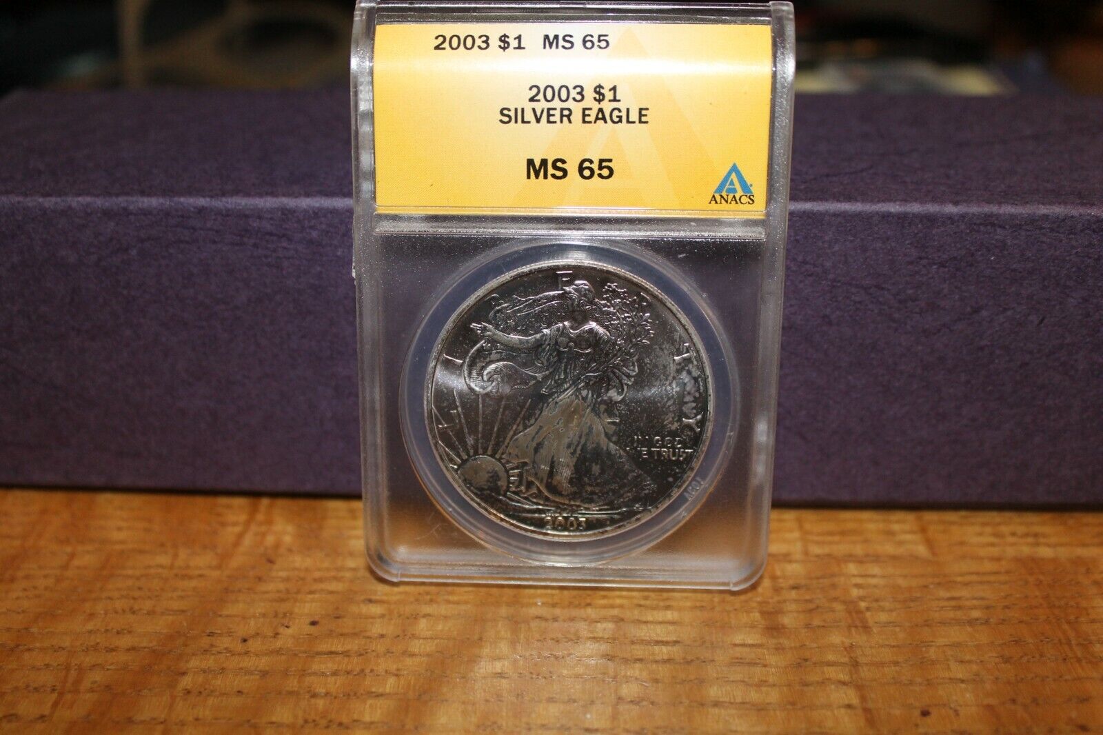 2003 $1 Silver Eagle Certified A Ms65 By Anacs