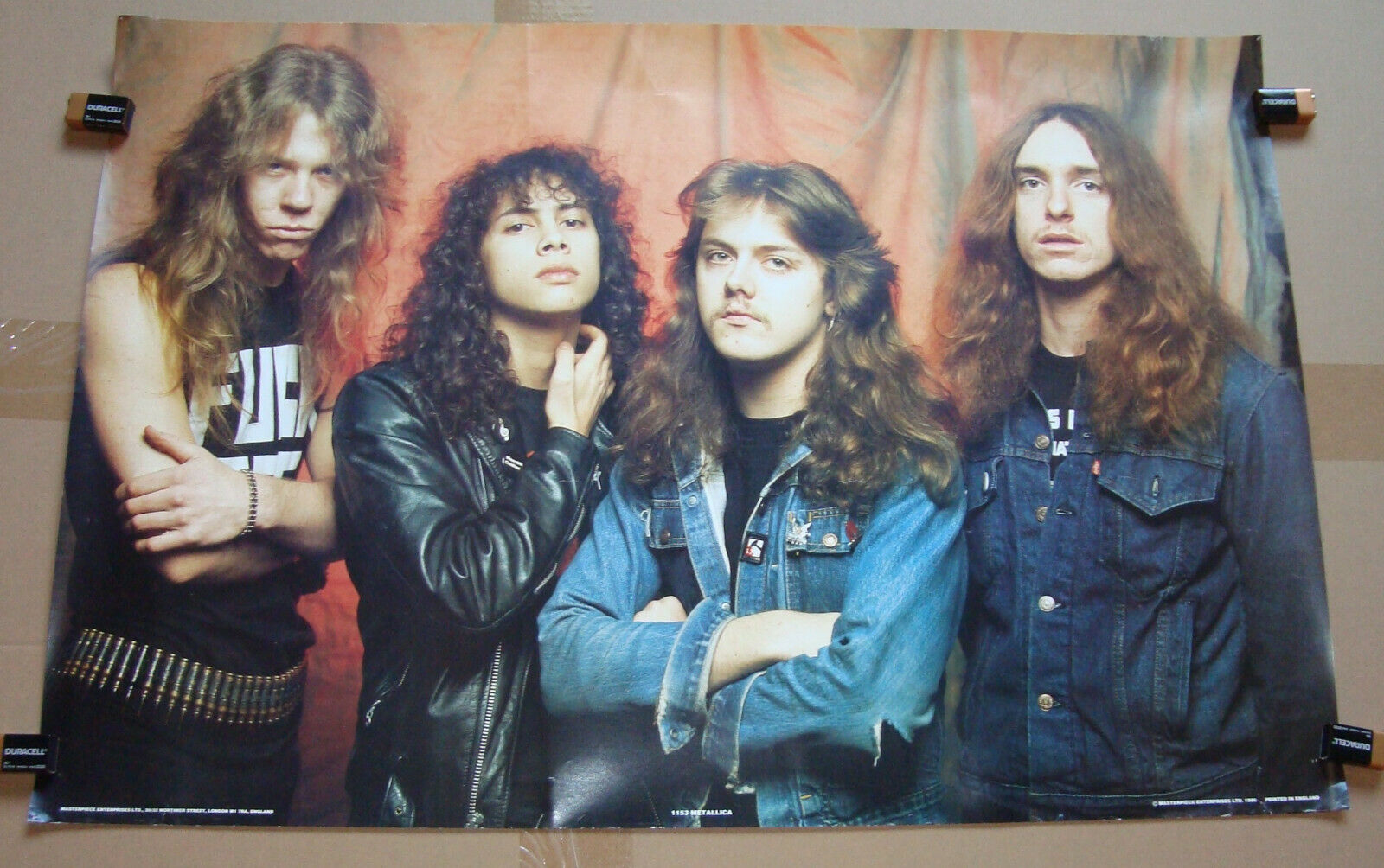 Vintage 1986 Metallica Poster Group Shot Cliff Burton James Hetfield 80's Music