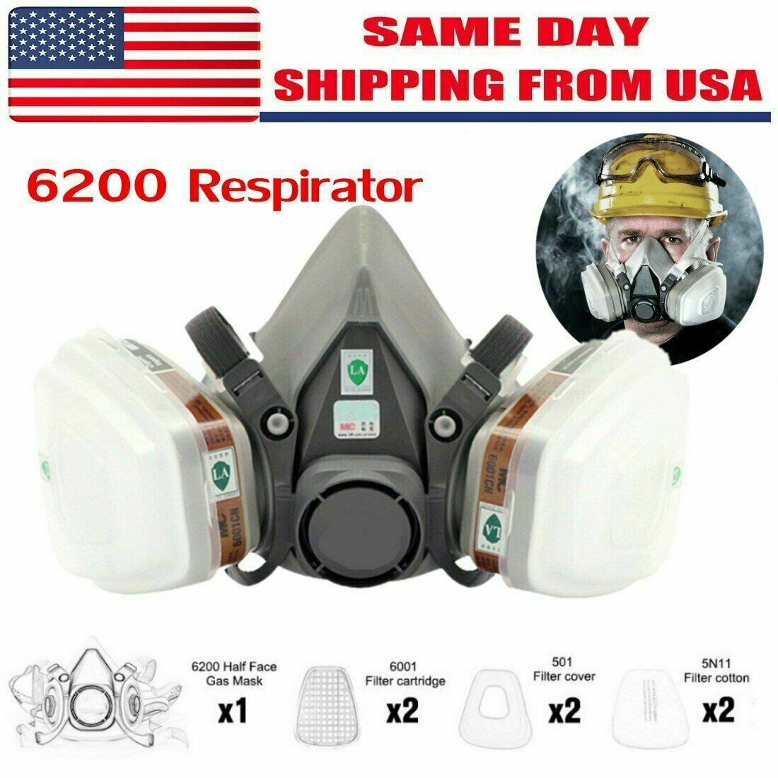 Special Offer 7in1  Gas Mask Spray Painting 6200 Respirator Safety Reusable