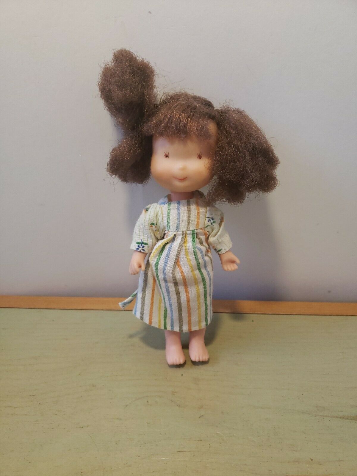 Vintage 1975 6" Vinyl Holly Hobbie Doll Agc Ktc Jointed Brown Hair W/ Dress