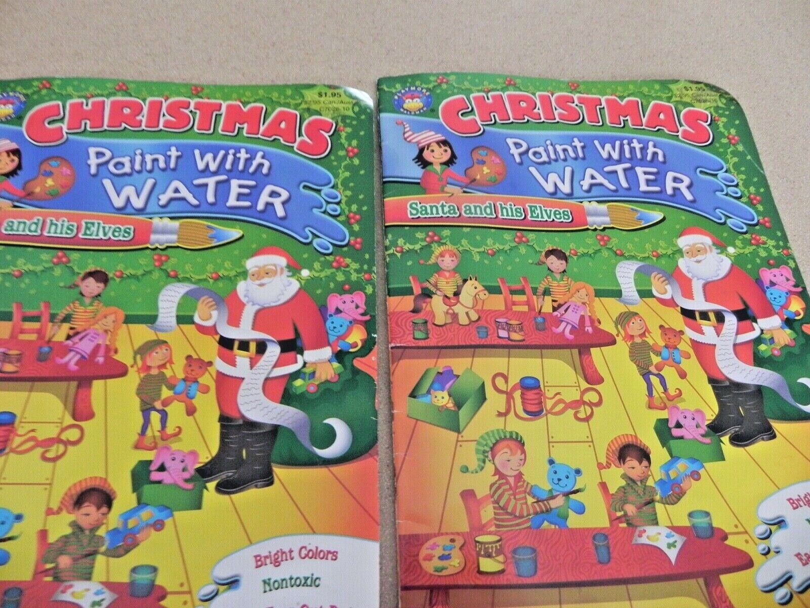 New Lot 2 Christmas Paint With Water Books  Santa And His Elves Playmore 2004