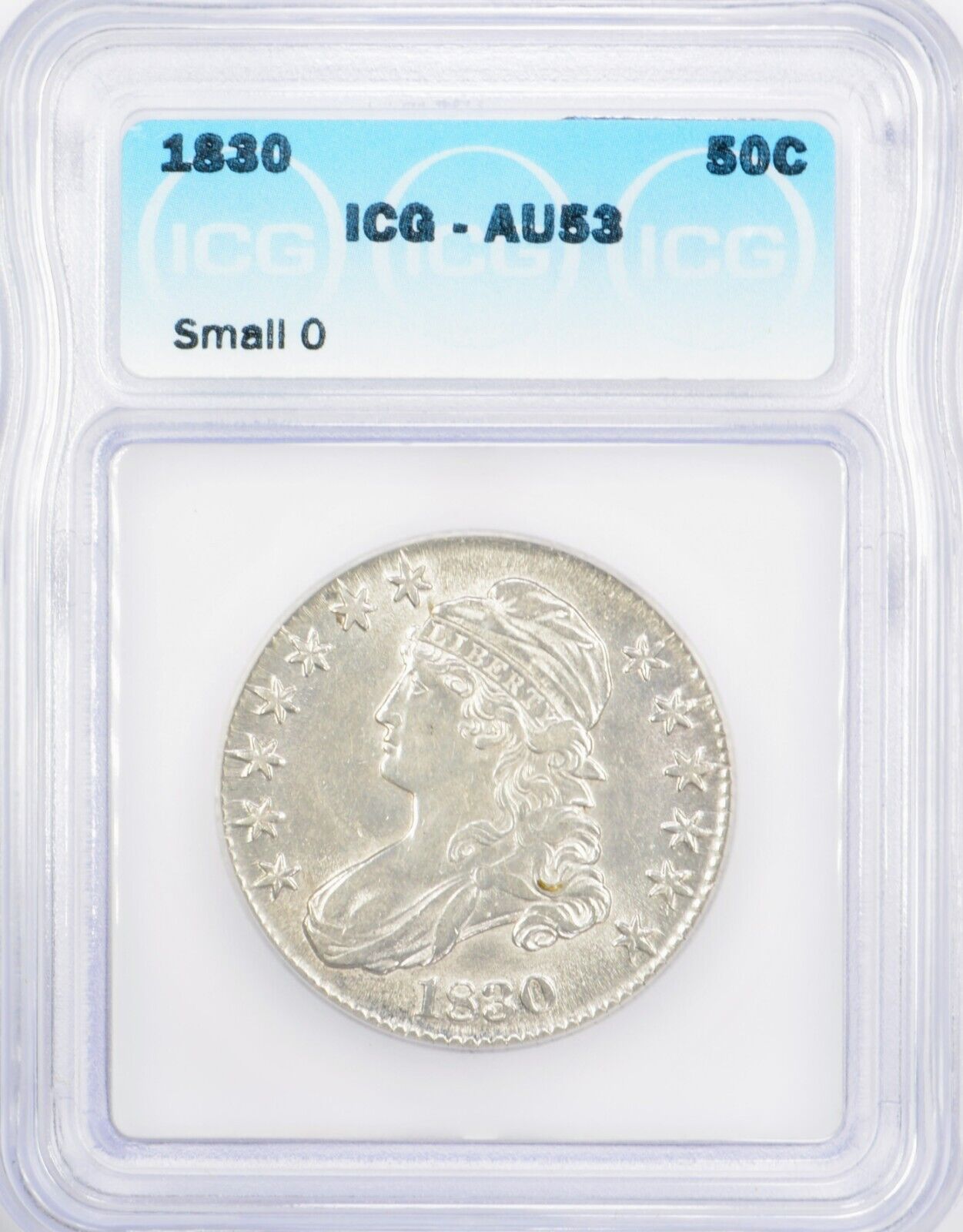 1830 Capped Bust Half Dollar 50c - Icg Au53 - Small O Variety - Free Shipping!
