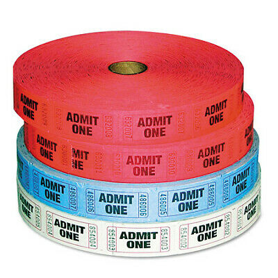 Iconex Gen Admit-one Ticket Multi-pack, 4 Rolls, 2 Red, 1 Blue, 1 Wht, Pk8000