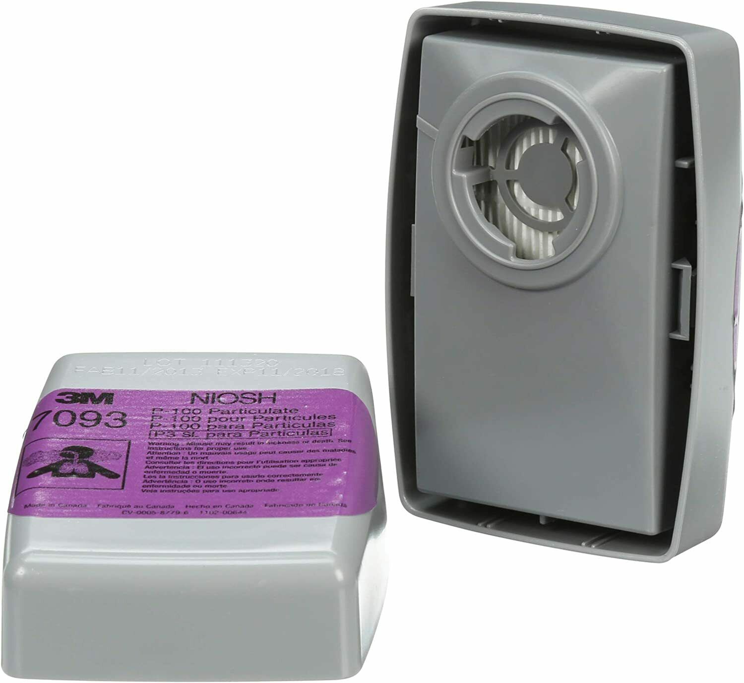 3m 7093 P1oo Replacement Respirator Cartridge/filter 1 Pair, Exp. Date 12/2025